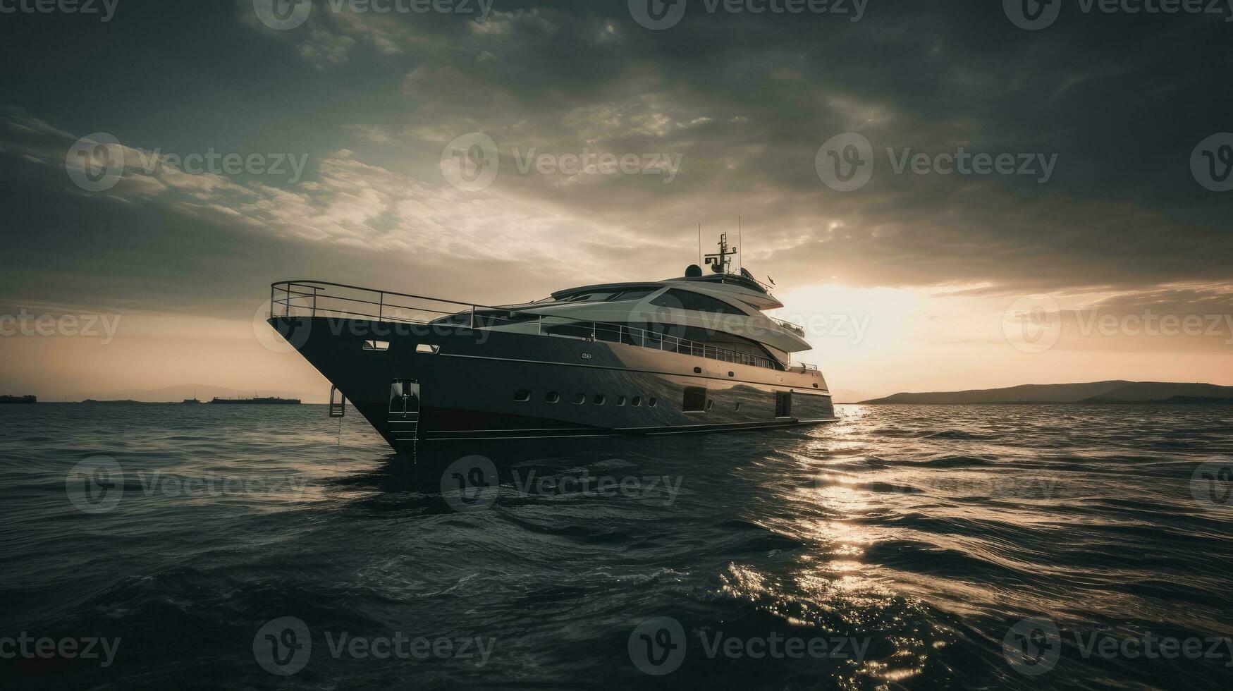 AI generated Luxury yacht in the sea. 3d render illustration. photo