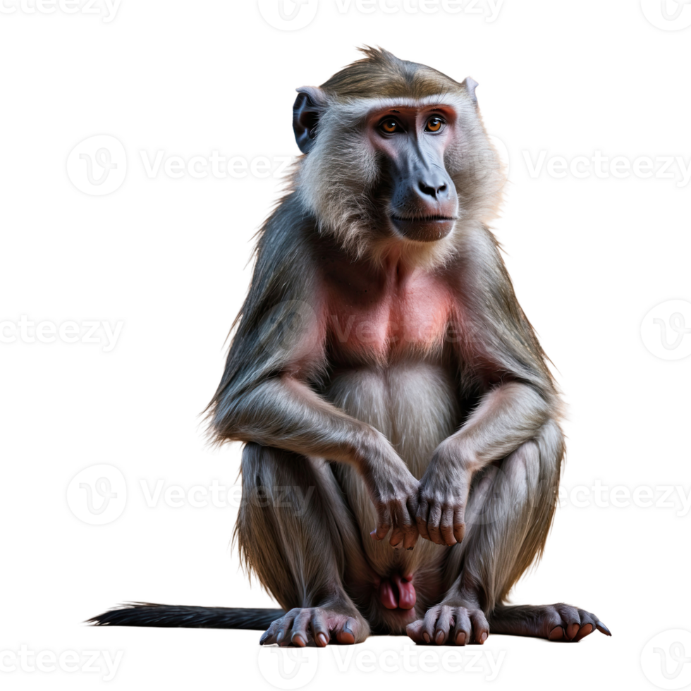 AI generated Sitting Baboon isolated on transparent background png