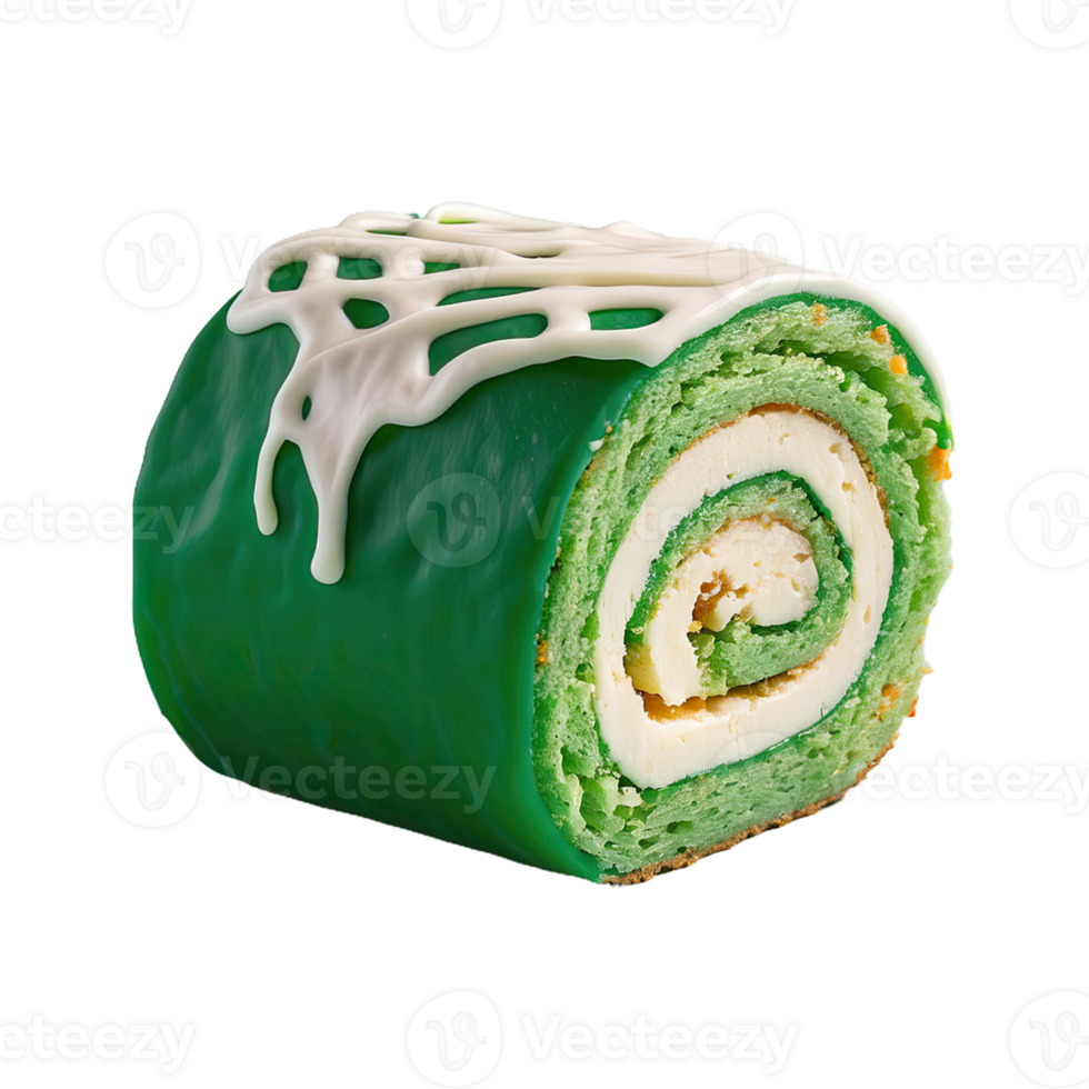 AI generated green roll cake isolated on transparent background png