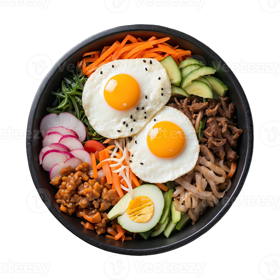 AI generated korean food bibimbap isolated on transparent background png