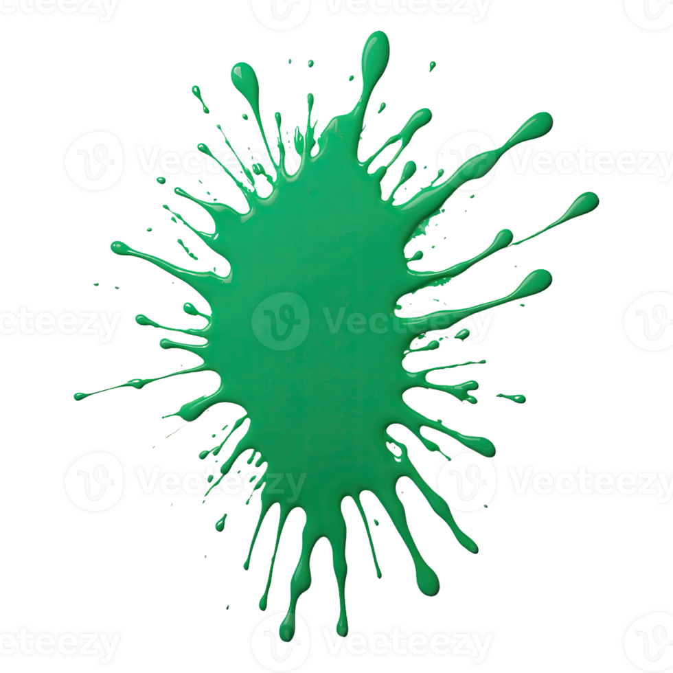 AI generated Green paint splatter isolated on transparent background png