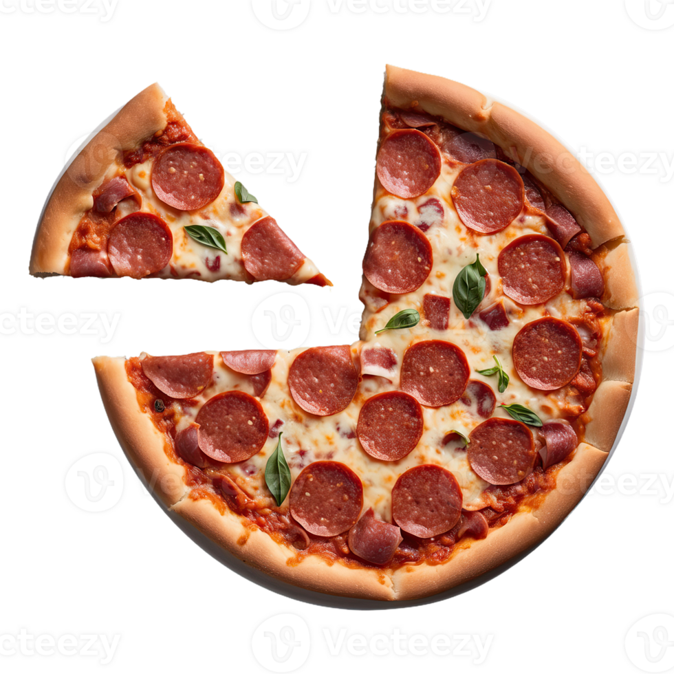 AI generated Whole Pepperoni Pizza isolated on transparent background png