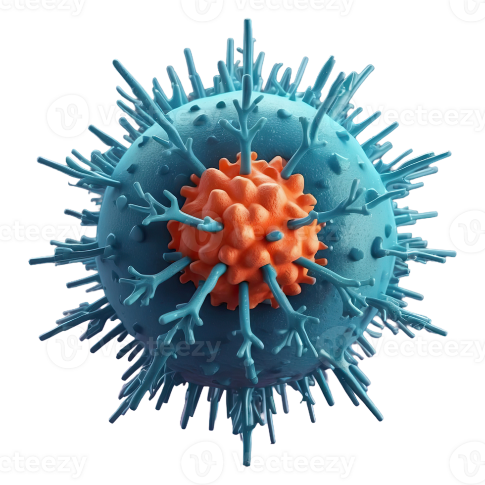 AI generated virus icon 3d isolated on transparent background png