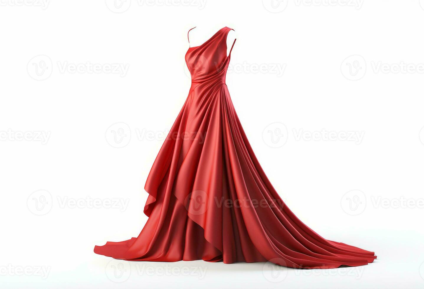 AI generated red summer dress isolated on white background photo