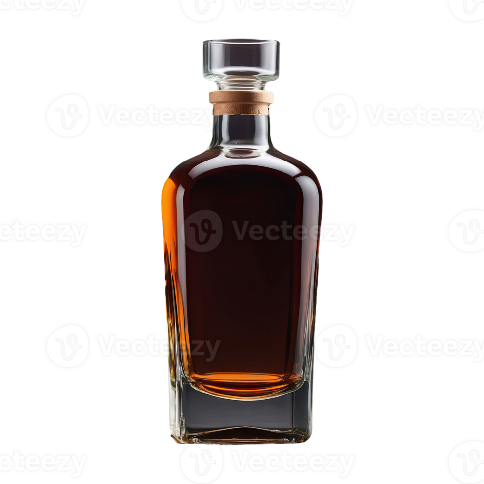 AI generated Whiskey Glass Bottle isolated on transparent background png