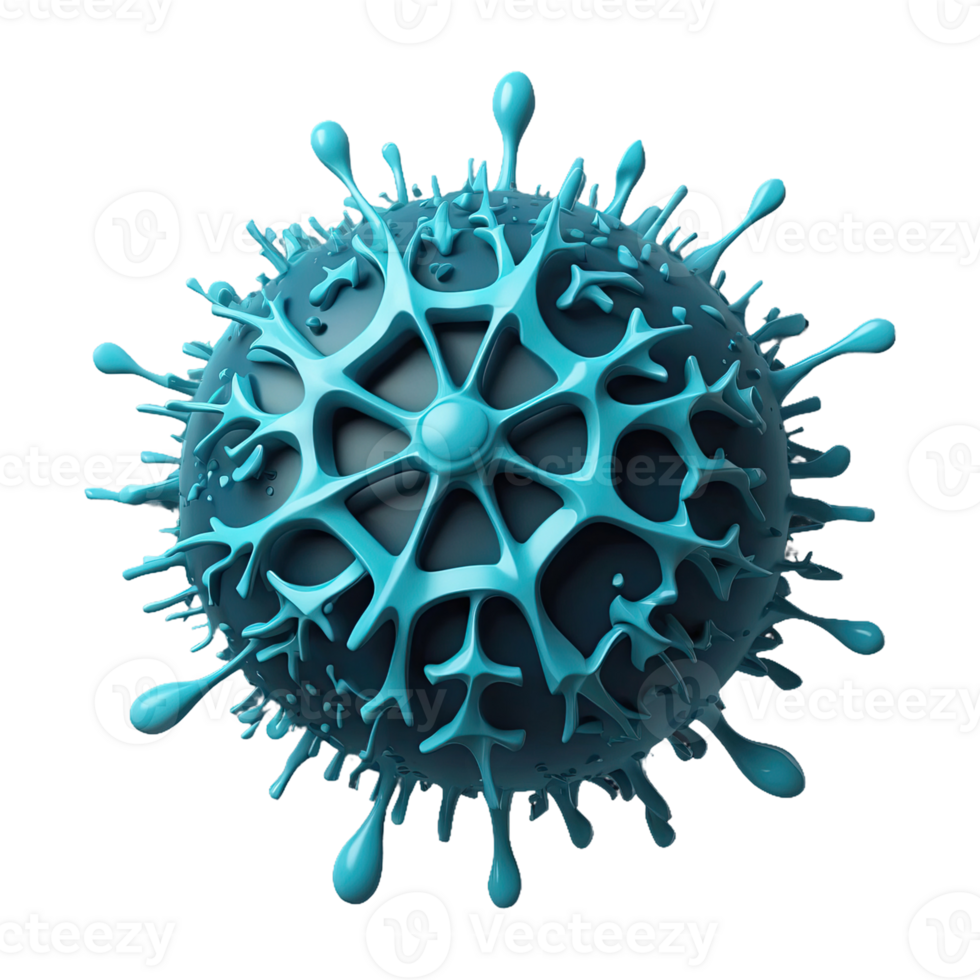 AI generated virus icon 3d isolated on transparent background png