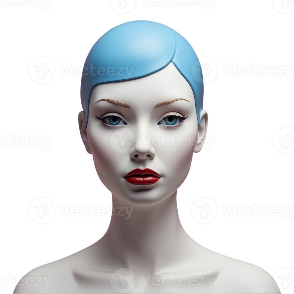 AI generated mannequin face statue isolated on transparent background png