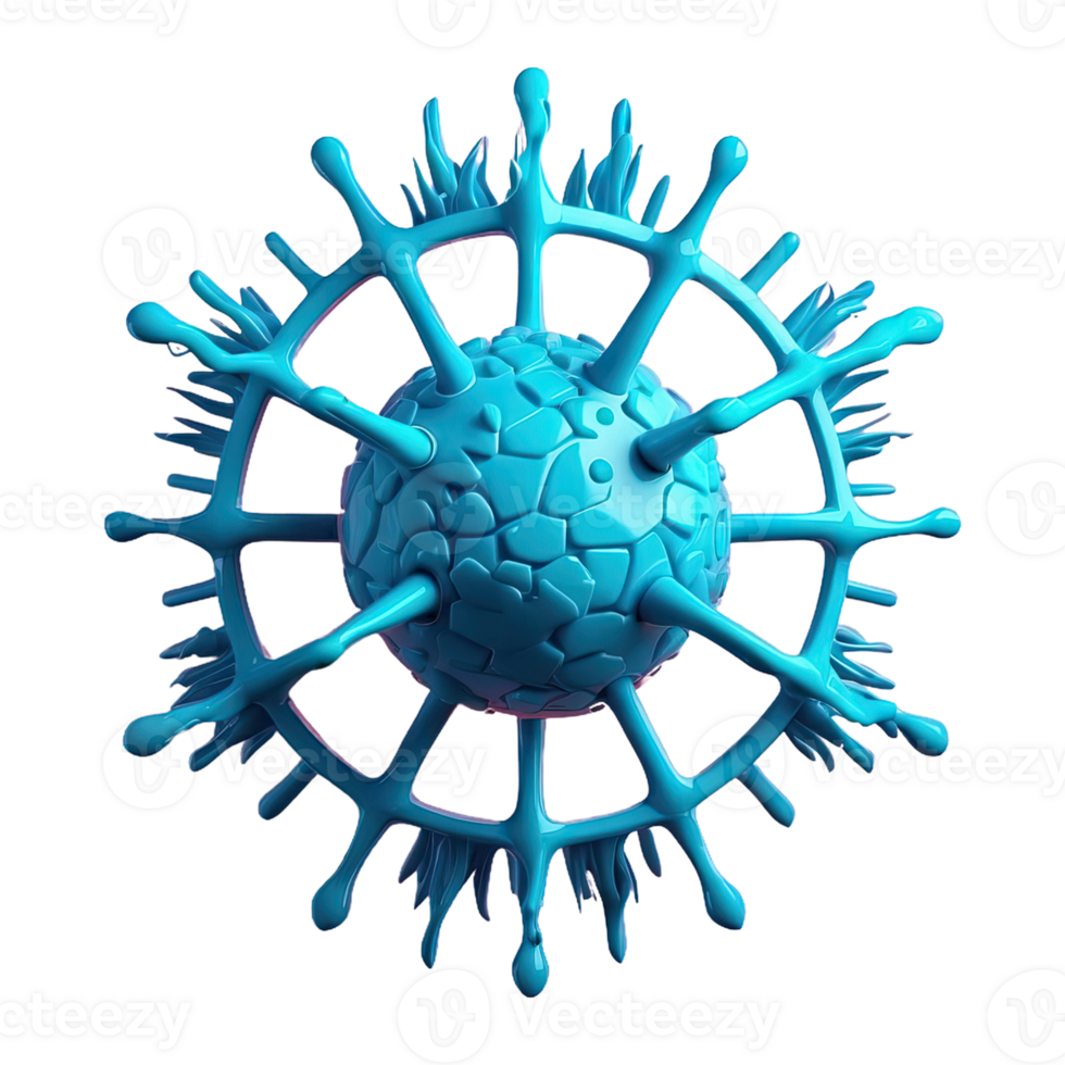 AI generated virus icon 3d isolated on transparent background png