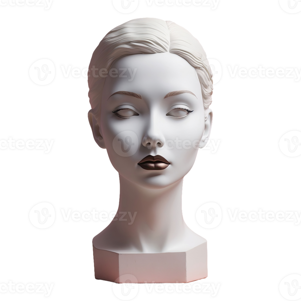 AI generated mannequin face statue isolated on transparent background png