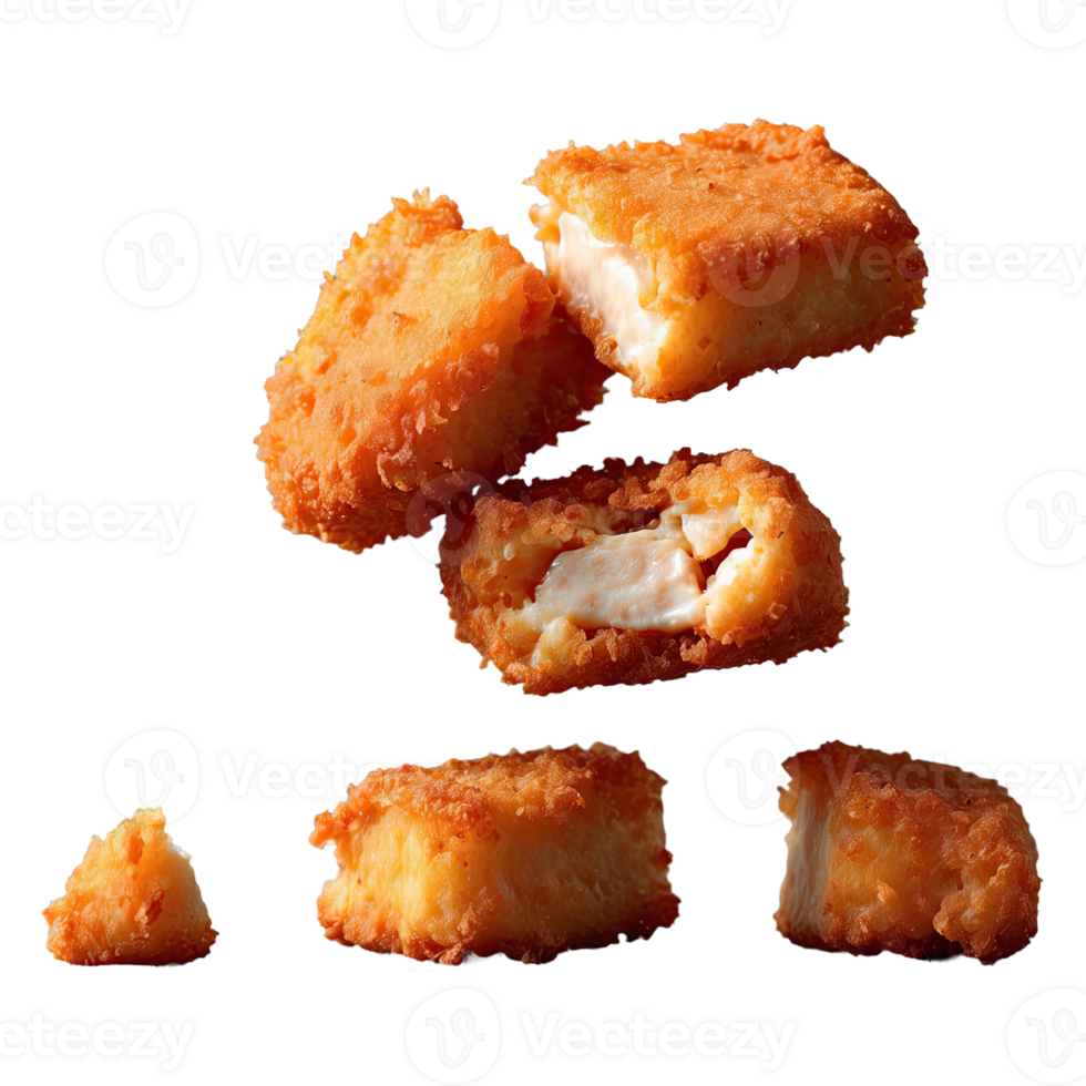 AI generated crispy chicken nuggets food delicious isolated on transparent background png