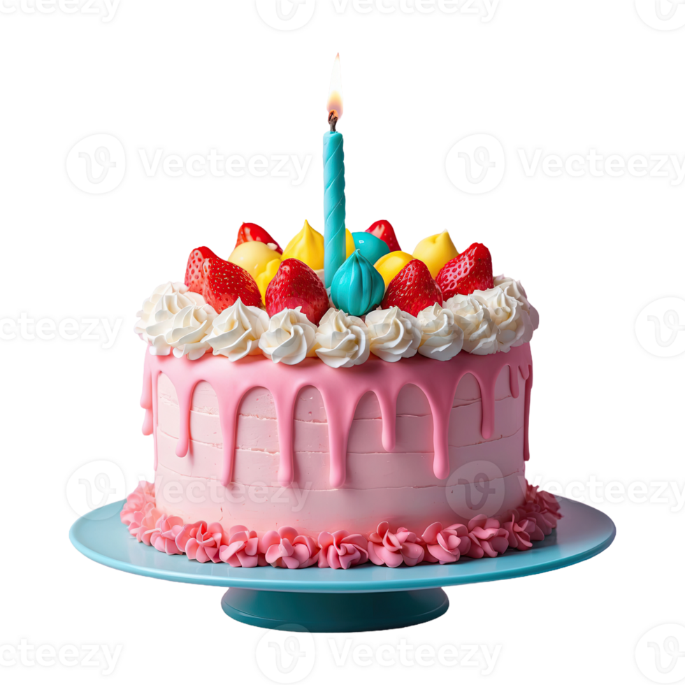 AI generated birthday cake isolated on transparent background png