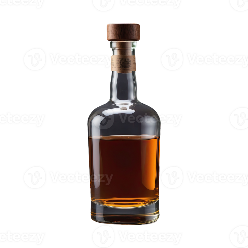 AI generated Whiskey Glass Bottle isolated on transparent background png