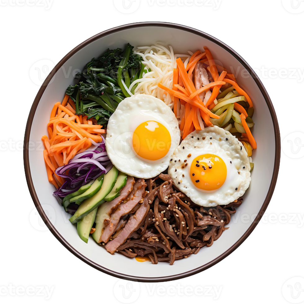 AI generated korean food bibimbap isolated on transparent background png