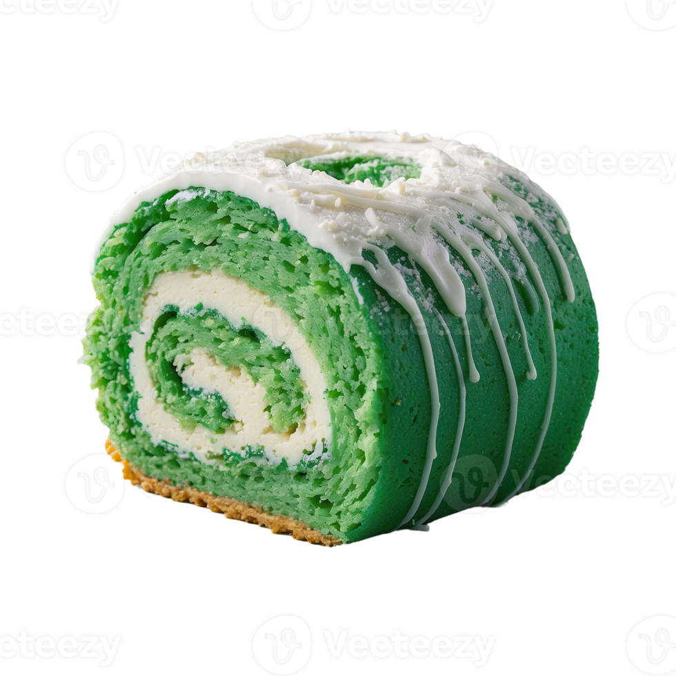 AI generated green roll cake isolated on transparent background png
