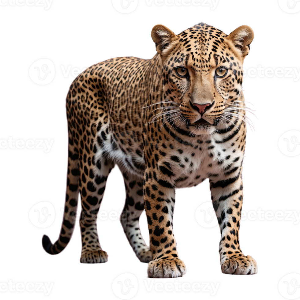 ai generado leopardo aislado en transparente antecedentes png