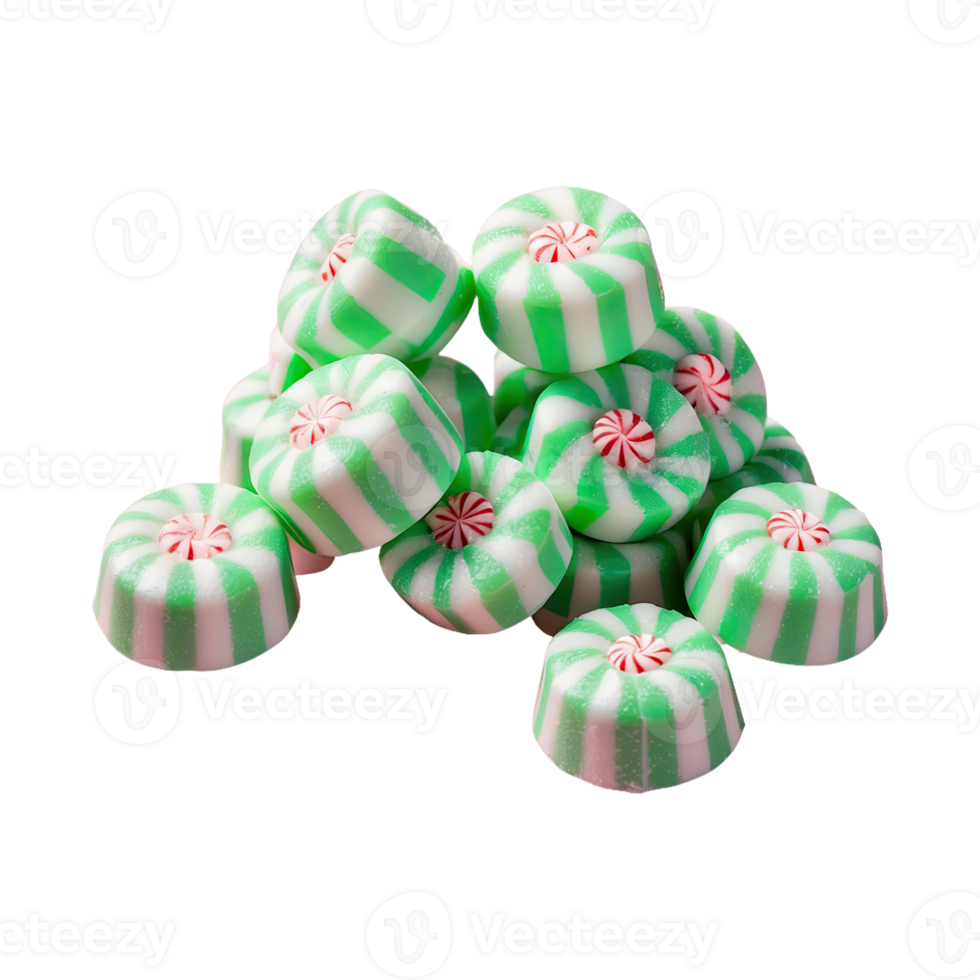 AI generated Peppermint Candies isolated on transparent background png