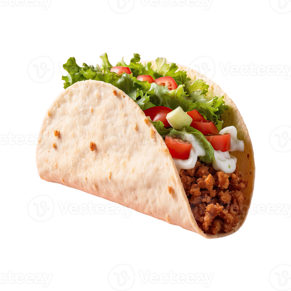 ai generado crujiente taco aislado en transparente antecedentes png