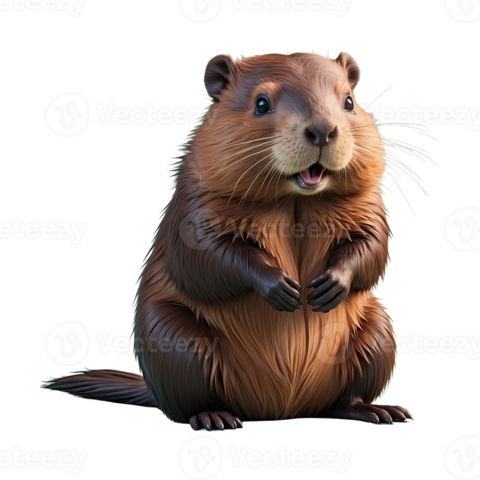 AI generated Cute Beaver isolated on transparent background png