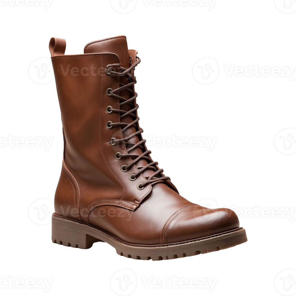 AI generated Brown Combat Boot isolated on transparent background png