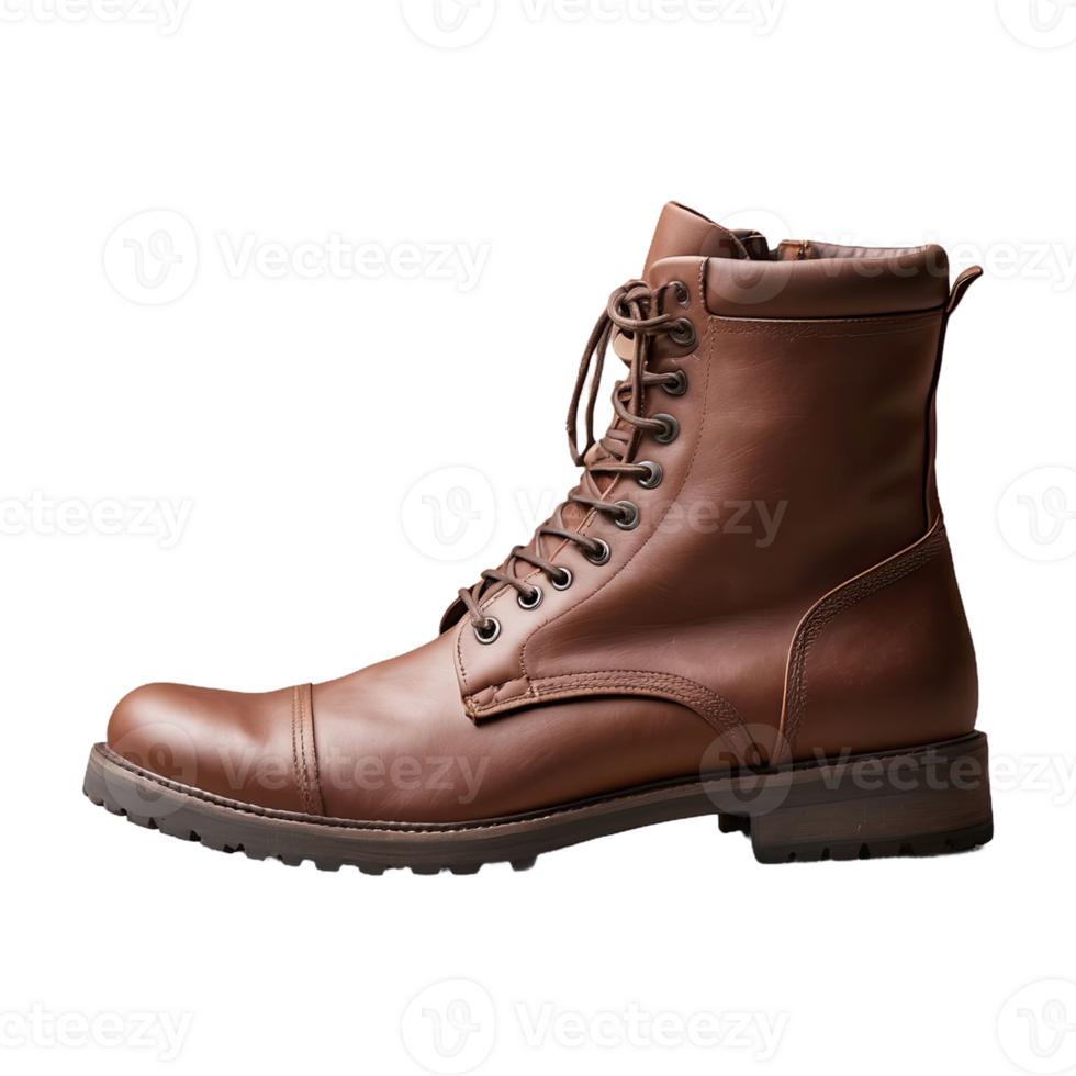 AI generated Brown Combat Boot isolated on transparent background png