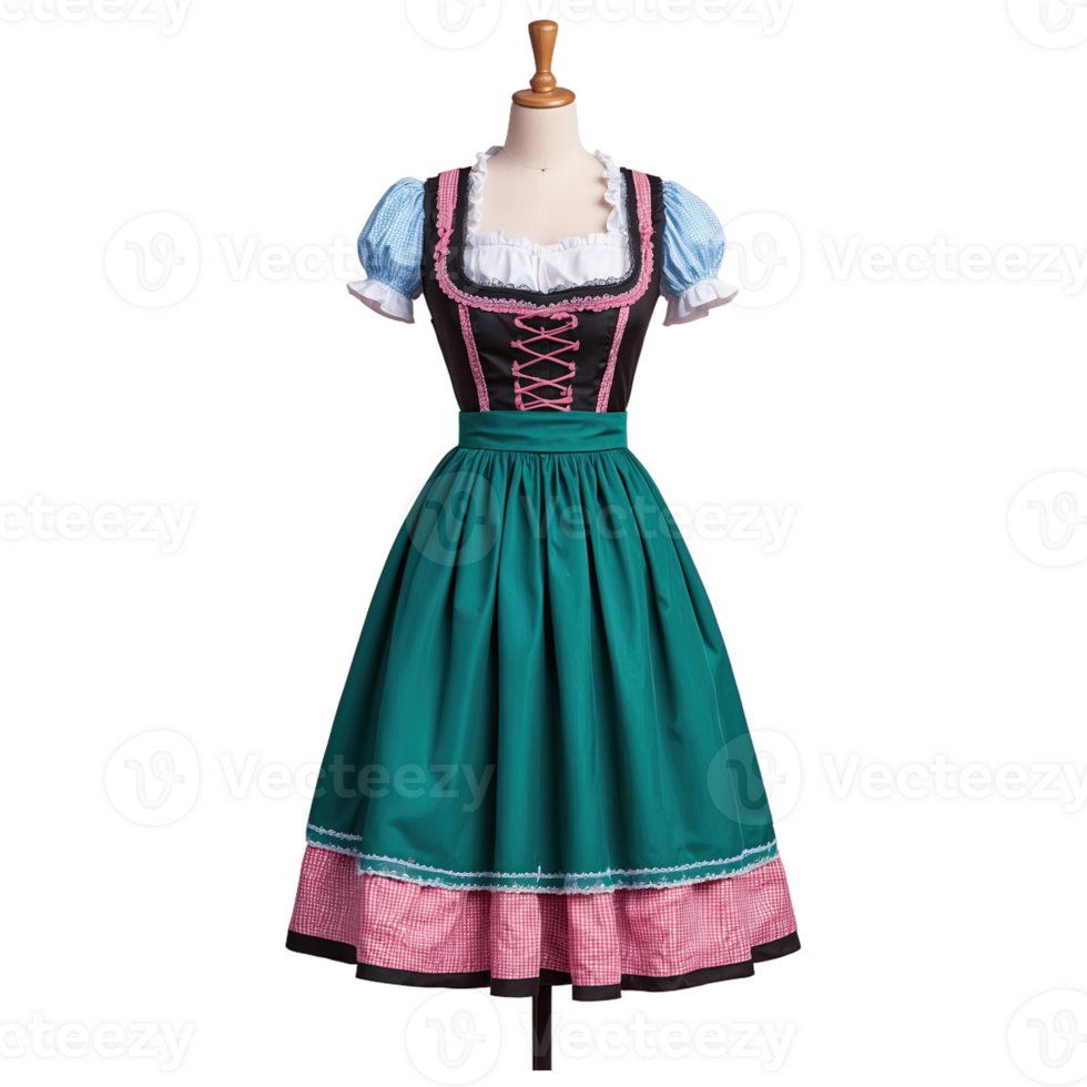 ai genererad bavarian dirndl klänning isolerat på transparent bakgrund png