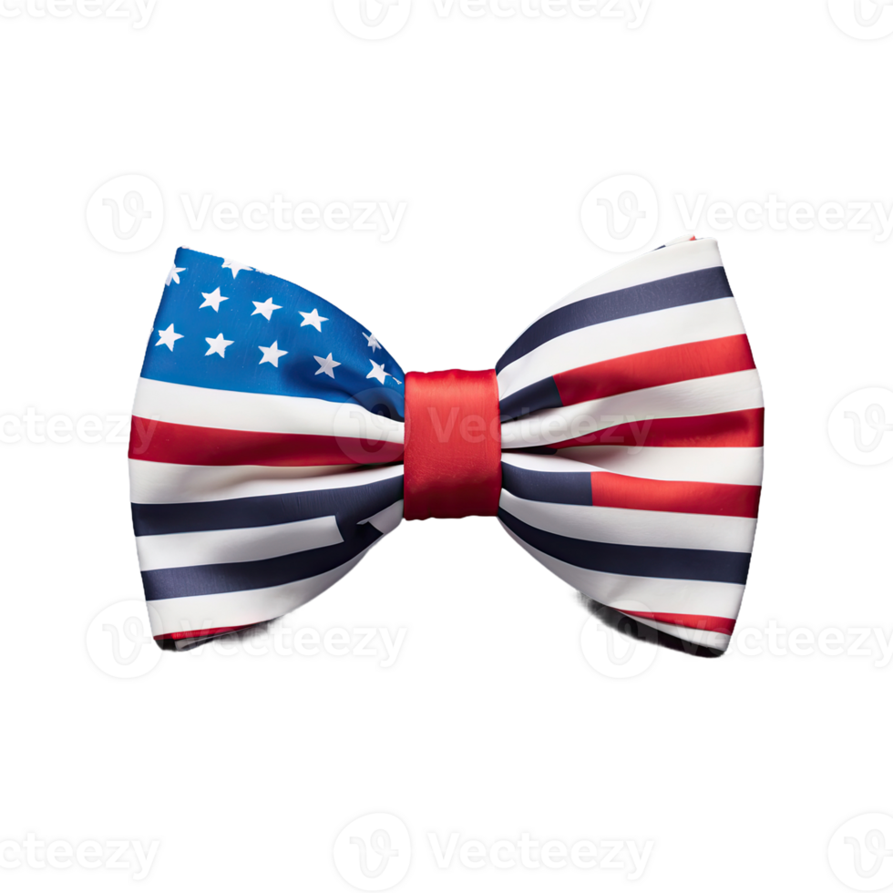 AI generated American Flag Bow Tie isolated on transparent background png