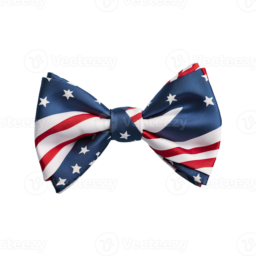 AI generated American Flag Bow Tie isolated on transparent background png