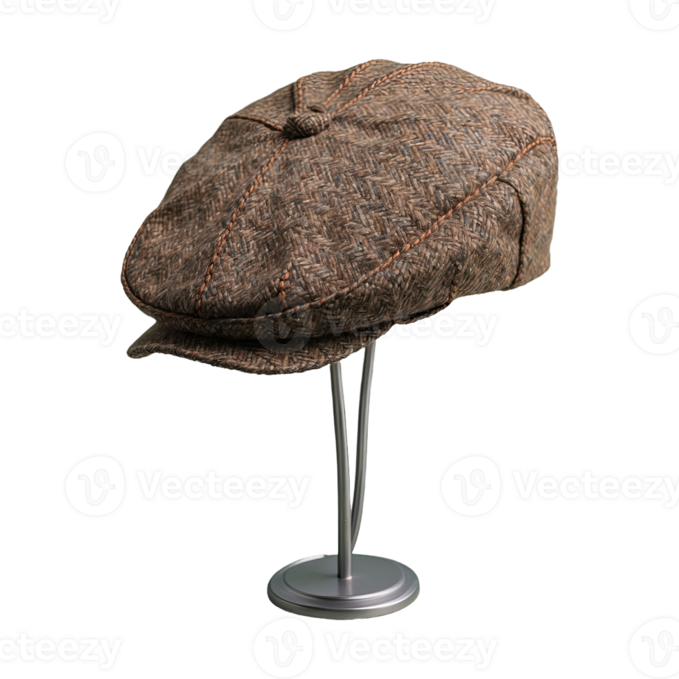 AI generated Tweed Flat Cap isolated on transparent background png
