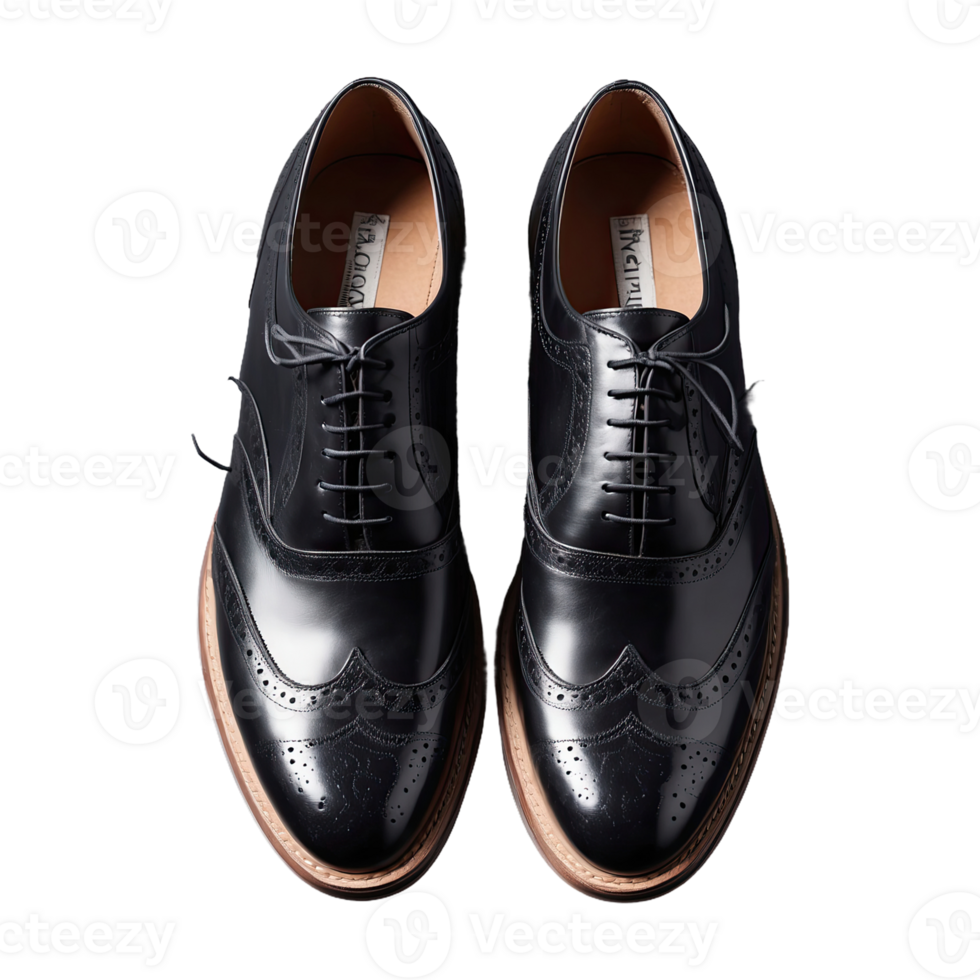 AI generated couple Classic English Black Brogue isolated on transparent background png