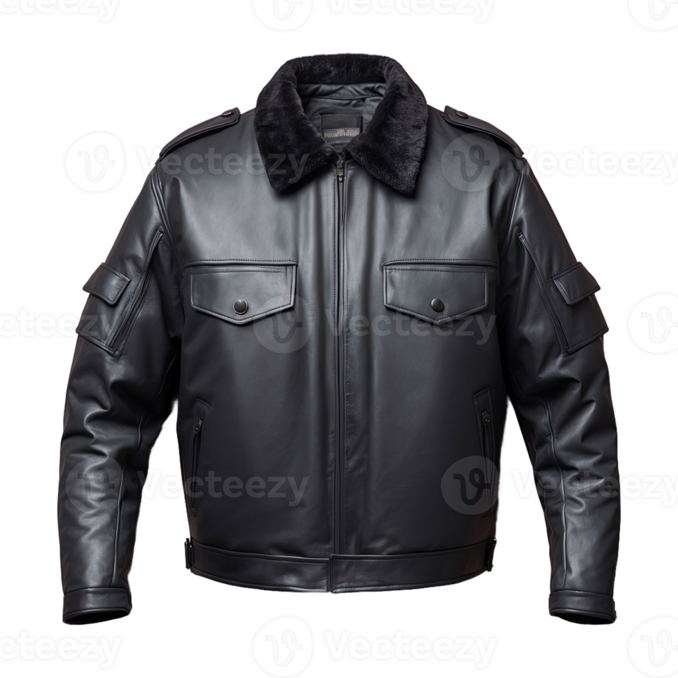 AI generated Leather Bulletproof Bodyguard Jacket isolated on transparent background png