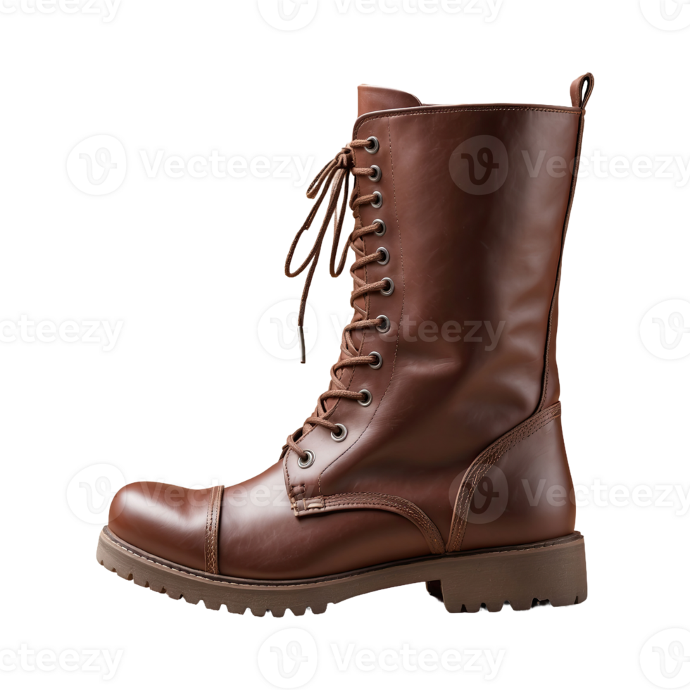 AI generated Brown Combat Boot isolated on transparent background png