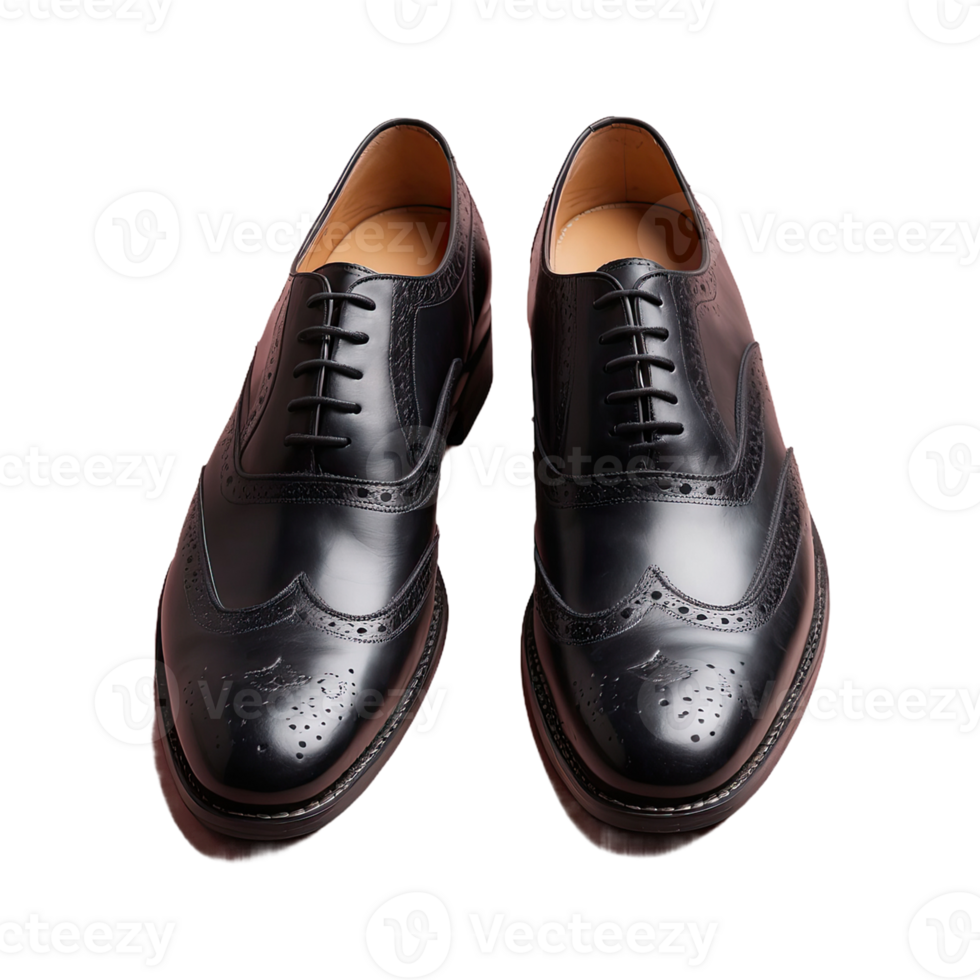 AI generated couple Classic English Black Brogue isolated on transparent background png