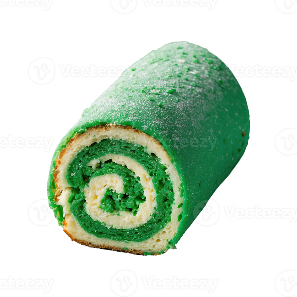 AI generated green roll cake isolated on transparent background png