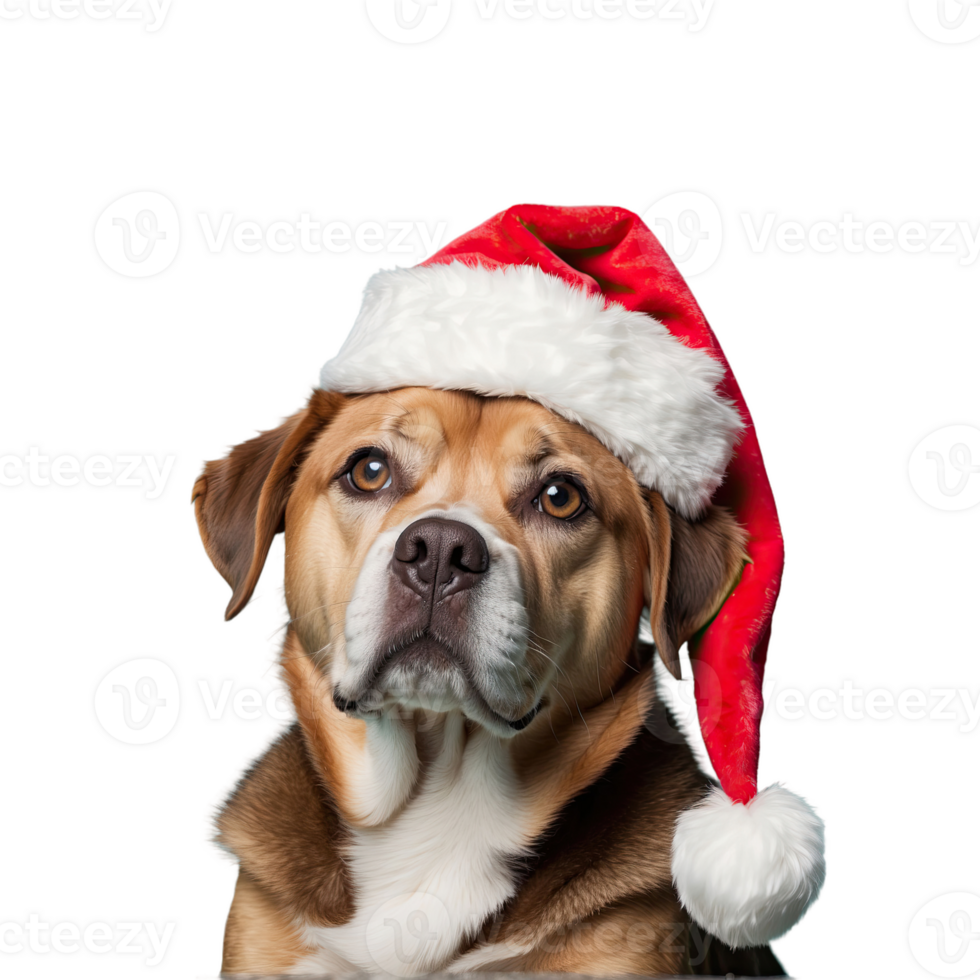 AI generated dog wearing a santa hat isolated on transparent background png
