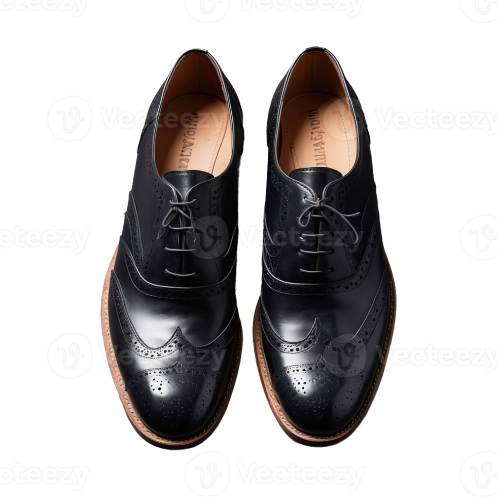 AI generated couple Classic English Black Brogue isolated on transparent background png