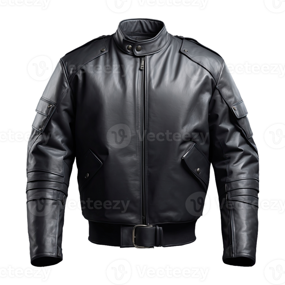 ai generiert Leder kugelsicher Leibwächter Jacke isoliert auf transparent Hintergrund png