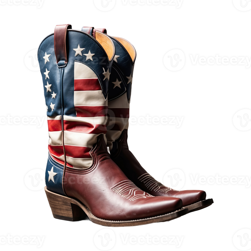 AI generated American Flag Cowboy Boot isolated on transparent background png