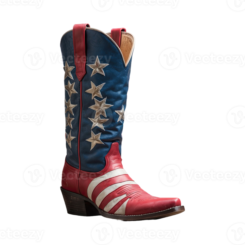 AI generated American Flag Cowboy Boot isolated on transparent background png