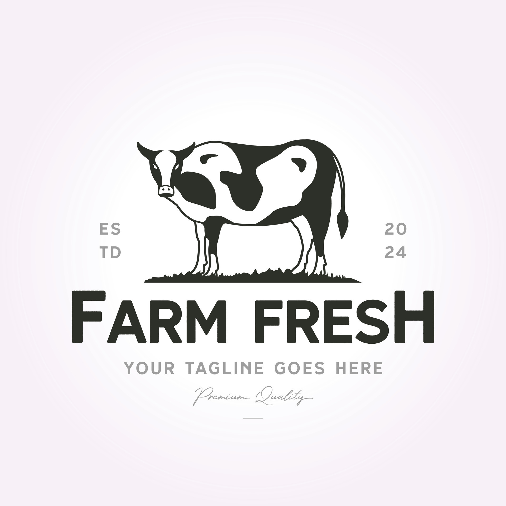 Vintage dairy farm logo, dairy product logo, milk cow logo vector