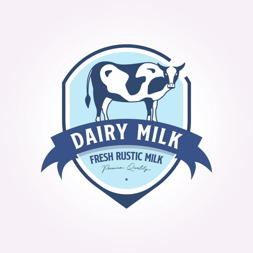 vintage dairy milk logo template vector illustration design. classic retro cattle and beef icon