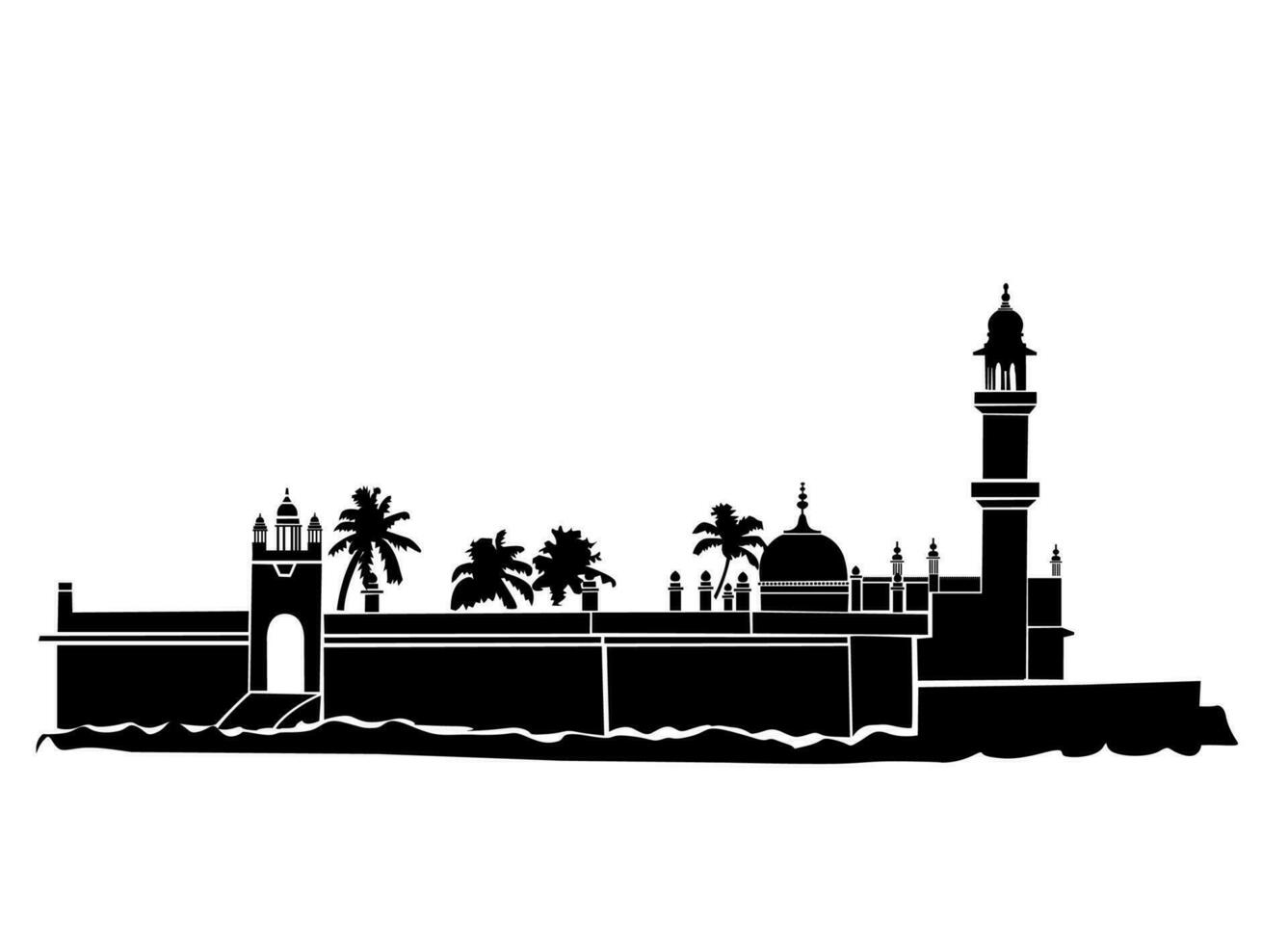 el haji Ali dargah Mumbai vector icono.