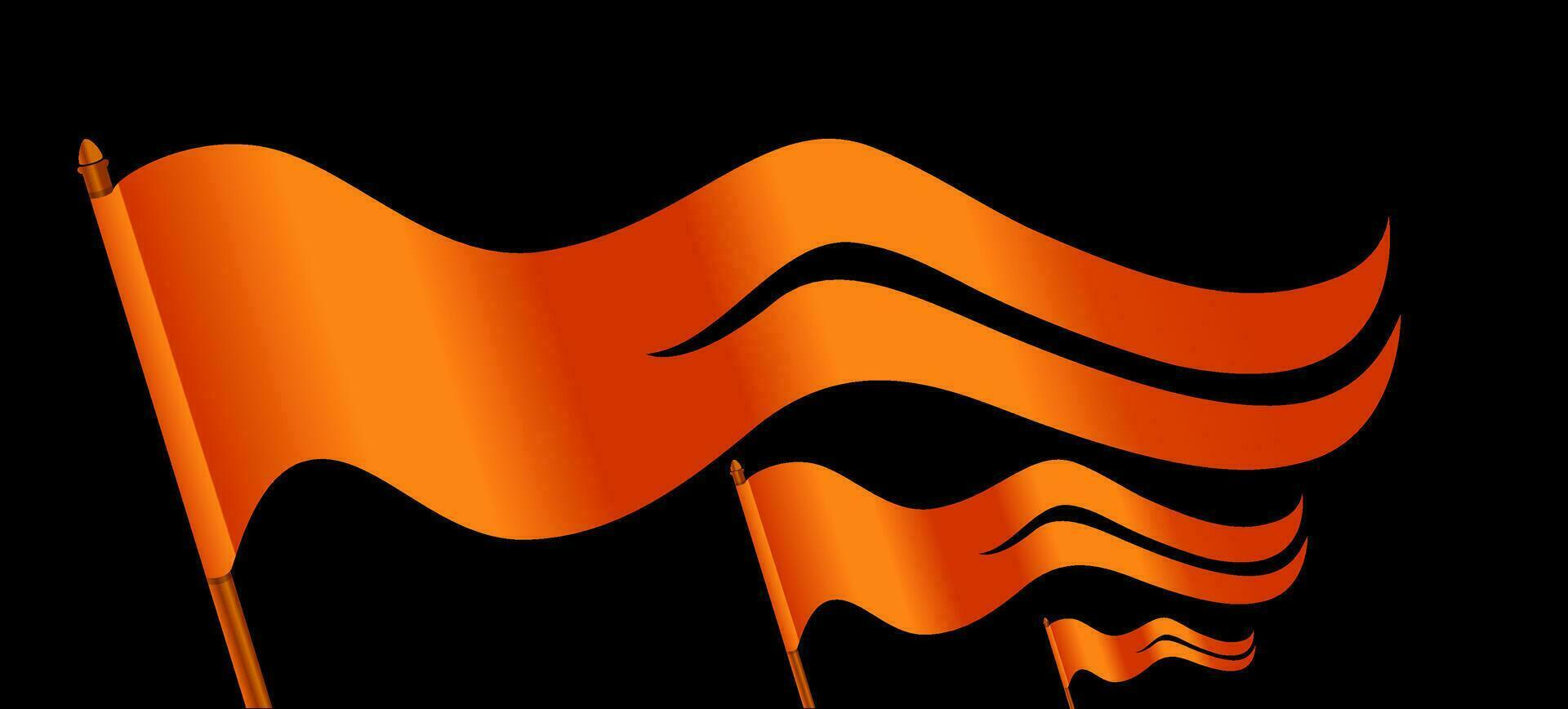 Holy Orange flags of Hindu religion sign on black background. Holy Orange flags of Hindu religion sign. vector