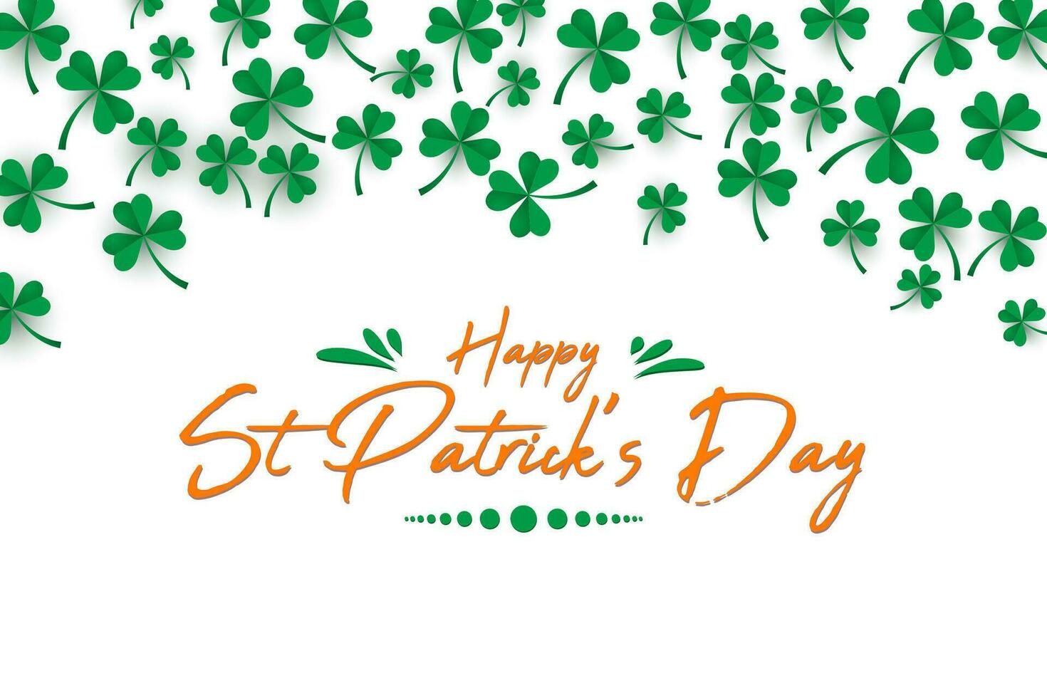 Typography composition of St. Patrick's Day with lucky clover on green background. Vector illustrator design template.