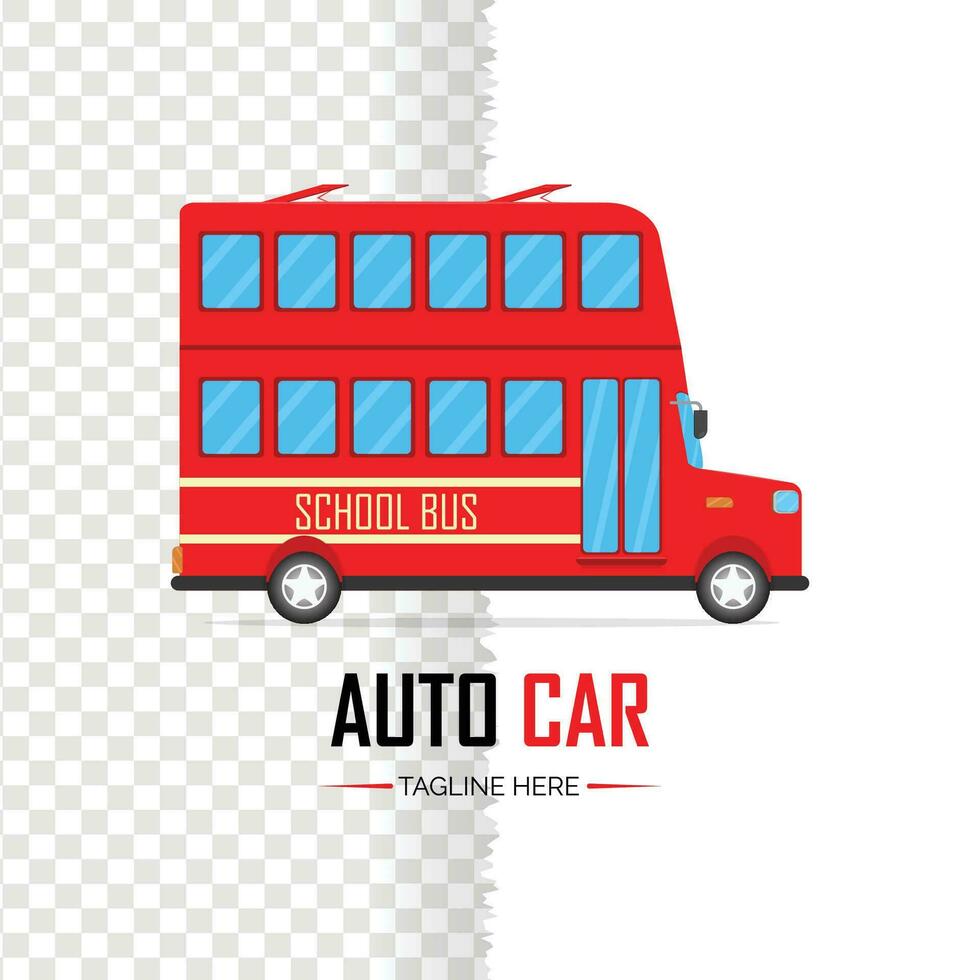 Passenger cartoon style school bus modern auto vehicles, wheeled motor transport designs vector