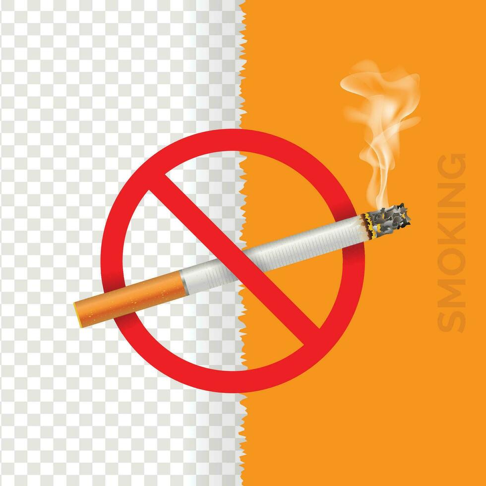 Vector Illustration of realistic no smoking red sign
