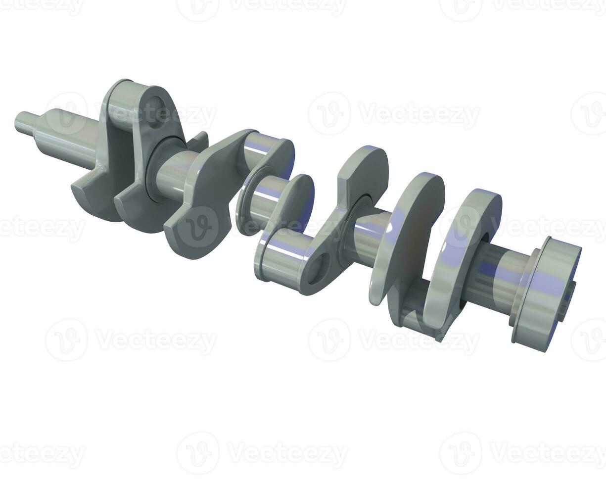 Engine Crankshaft 3D rendering on white background photo