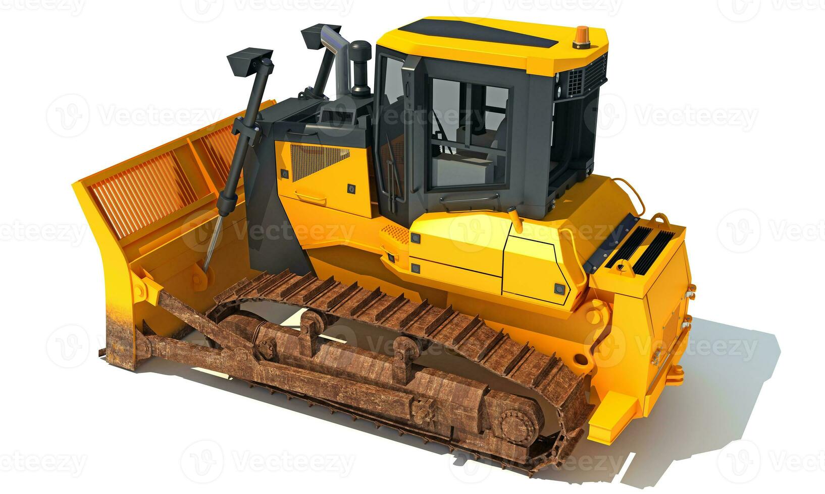 Dozer heavy construction machinery 3D rendering on white background photo