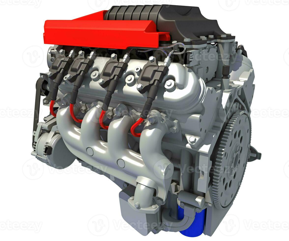 v8 coche motor motor 3d representación foto