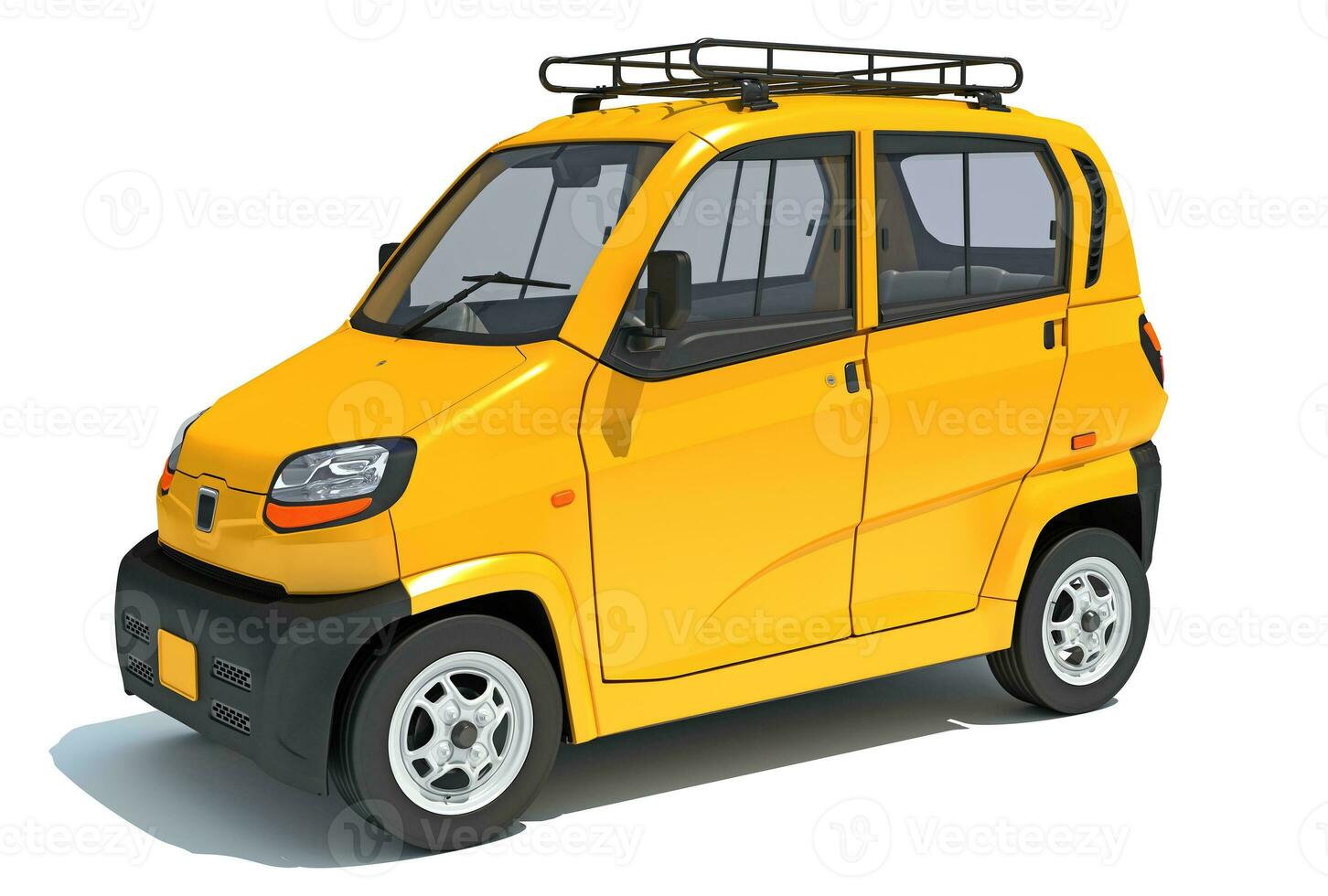 Auto Mini Taxi 3D rendering on white background photo