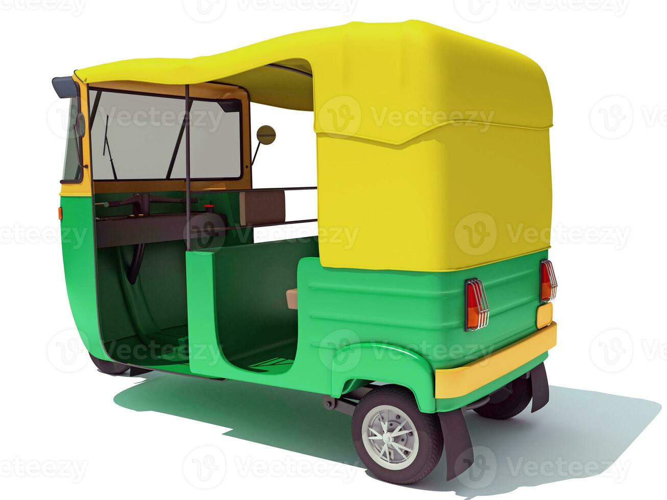 Auto Rickshaw TukTuk 3D rendering on white background photo